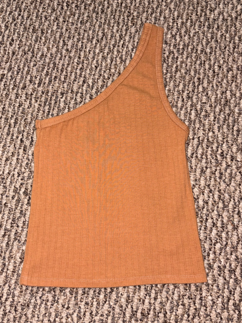 American Eagle Outfitters One-Shoulder Ribbed Tank Top - Rust